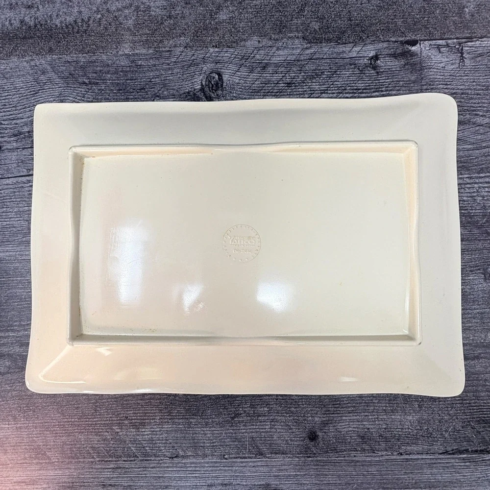 Yanco Platter‎ Orchis Melamine Cream 13.5x9.5 Rectangular Scalloped Tray